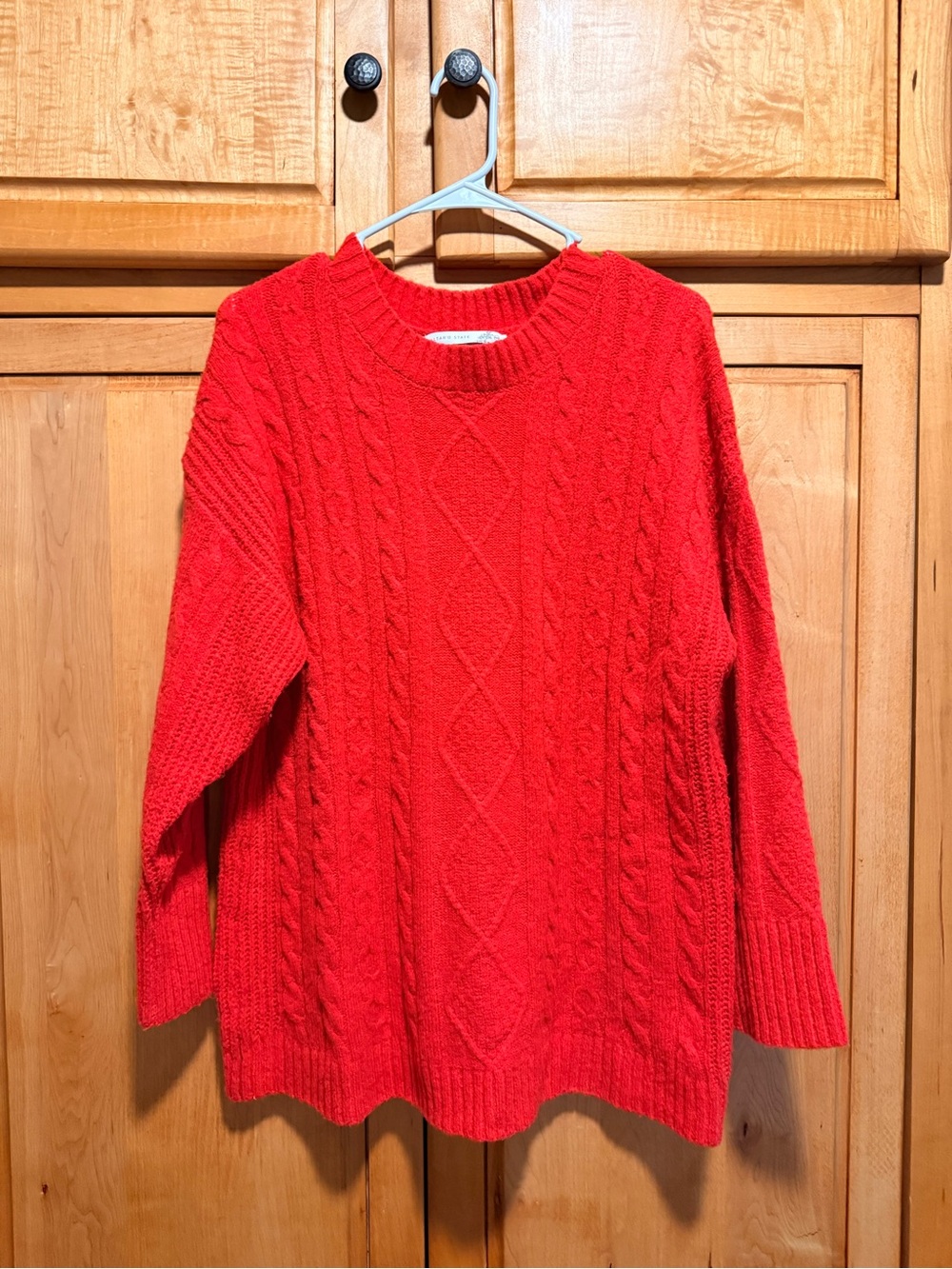 Altar'd State Red Cable Knit Crewneck Sweater (oversized)